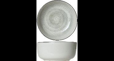 Cosy & Trendy Kom Baltic Grey – Ø 14 cm – Bevat 1 kom – Lichtgrijs aardewerk met uniek patroon – Vaatwasser- en Magnetronbestendig – Stapelbaar
