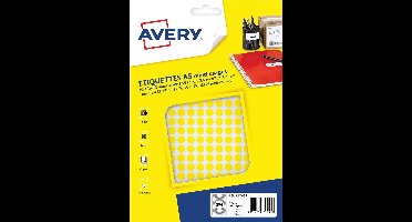 Etiket Avery A5 8mm rond      blister 2940st geel