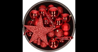 Decoris Kerstballenset - 33 stuks - Kunststof - met piek