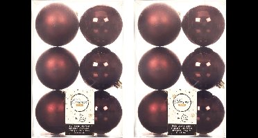 Decoris Kerstballen - 24x st - mahonie bruin - D8 cm - kunststof - mat/glans - kerstversiering