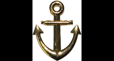 Funny Fashion Carnaval verkleed broche/speld maritiem anker - goud - 7 cm - Kapitein/Matroos accessoires