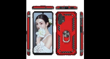 Hoesje Geschikt Voor Samsung Galaxy A13 4G hoesje Hybrid Armor Anti-Shock hoesje Rood - Galaxy A13 4G - A13 4G Hoesje kickstand Ring houder cover TPU backcover hoesje