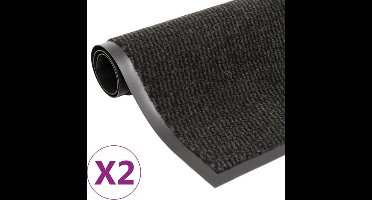 vidaXL - Droogloopmatten - 2 - st - rechthoekig - getuft - 40x60 - cm - zwart