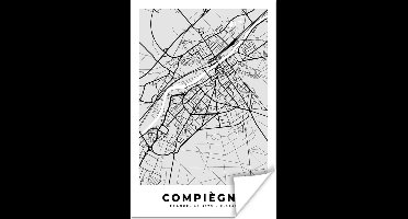 Poster Compiègne - Plattegrond - Frankrijk - Kaart - Stadskaart - 20x30 cm