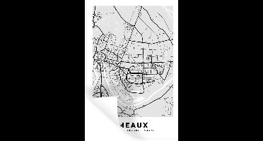 Muurstickers - Sticker Folie - Kaart - Frankrijk - Stadskaart - Plattegrond - Meaux - 20x30 cm - Plakfolie - Muurstickers Kinderkamer - Zelfklevend Behang - Zelfklevend behangpapier - Stickerfolie