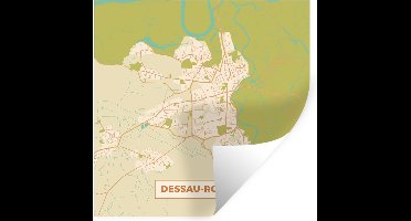 Muurstickers - Sticker Folie - Dessau-Roßlau - Plattegrond - Kaart - Vintage - Stadskaart - 30x30 cm - Plakfolie - Muurstickers Kinderkamer - Zelfklevend Behang - Zelfklevend behangpapier - Stickerfolie