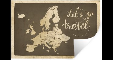 Muurstickers - Sticker Folie - Kaart Europa - Quote - Vintage - 30x20 cm - Plakfolie - Muurstickers Kinderkamer - Zelfklevend Behang - Zelfklevend behangpapier - Stickerfolie