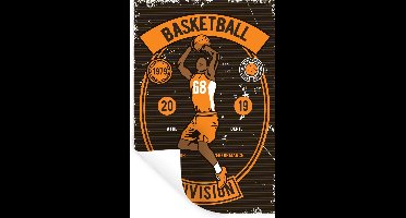 Muurstickers - Sticker Folie - Mancave - Basketbal - Vintage - 20x30 cm - Plakfolie - Muurstickers Kinderkamer - Zelfklevend Behang - Zelfklevend behangpapier - Stickerfolie
