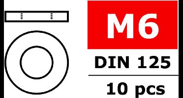 Team Corally - Vlakke sluitring - M6 - Gegalvaniseerd staal - 10 st