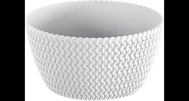 Plantenpot/bloempot tafelstuk - kunststof - D24 x H12 cm - parel wit - voor binnen/buiten