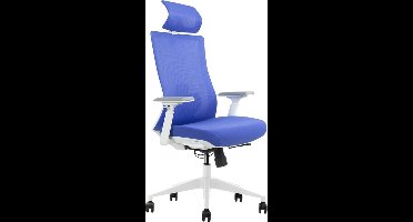 Euroseats ergonomische bureaustoel met hoofdsteun Verona. Uitvoering rug & zitting blauw. Voldoet aan de NEN EN 1335 norm.