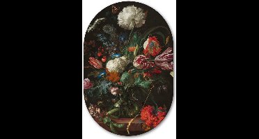 Wandovaal Vaas met Bloemen - WallCatcher | Acrylglas 70x105 cm | Ovalen schilderij | Muurovaal Meesterwerk van Jan Davidsz. de Heem