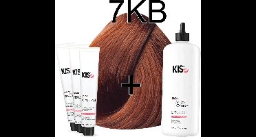 Kis KeraCream Color - 100ml - Haarverf Set - 7KB Middel koperblond | KIS - (3 x haarverf & 1L waterstofperoxide)