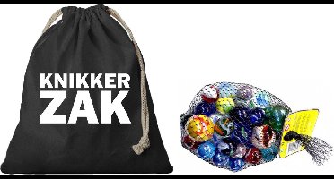 Gevulde grote knikkerszak zwart met 2 kilo assorti knikkers - Speelgoed