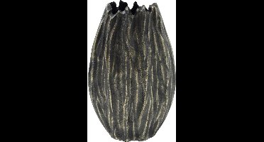 PTMD Zavin Ovale Bloempot - 20 x 7 x 32 cm - Aluminium - Grijs