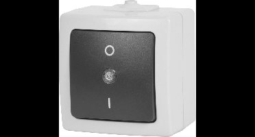 Nautic Wipcontroleschakelaar - 2-polig - Spatwaterdicht - Opbouw - Antraciet/Wit