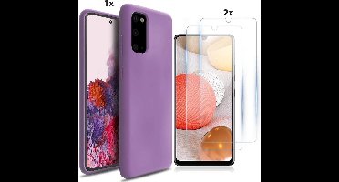 Hoesje Geschikt Voor Samsung Galaxy S20 Hoesje Soft Nano Silicone Backcover Gel Lavendel Paars Met 2x Glazen Screenprotector