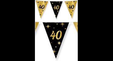 40 jaar Leeftijd verjaardag vlaggetjes - 3x stuks - zwart/goud - 10 meter - versiering - feestartikelen