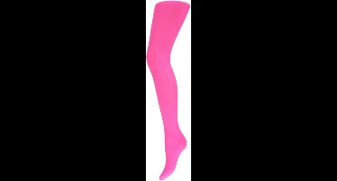 Carnaval verkleed panty voor dames - fluor roze - 60 denier - microfibre - kousen - verkleedkleding S/M