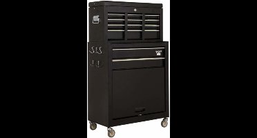 Topgear Gereedschapswagen - 14 Laden - Zwart - Gelagerde Laden - TPR Zwenkwielen