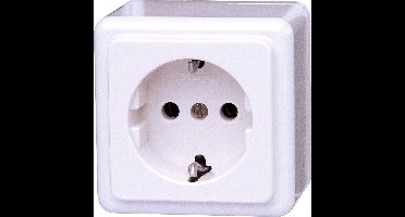 KOPP - Wandcontactdoos - Standard - Opbouw - 1-voudig Stopcontact - Randaarde - Arctic Glans Wit