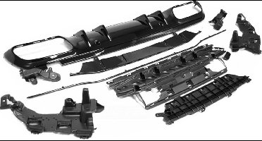 Achterbumper kit MERCEDES W205 2018 tot heden - glazend zwart