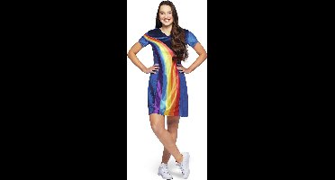 K3 verkleedkleding - Jurkje volwassenen regenboog blauw - Maat 38/40