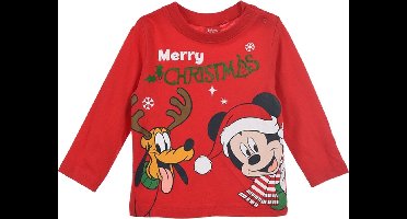 Disney - Mickey Mouse en Pluto  - baby/peuter - longsleeve - rood - maat 6 mnd (68)