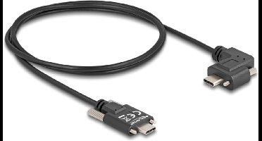 Delock USB 2.0 Cable USB Type-C™ male with screws to USB Type-C™ male with screws angled left / right PD 3.0 60 W 1 m