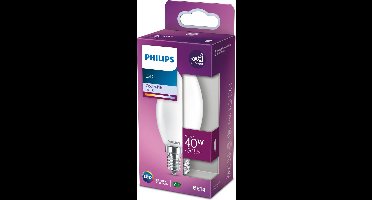 Philips LED lamp - Kaarslamp met E14 fitting - Koelwit licht: 4000K - 40W - Mat glas