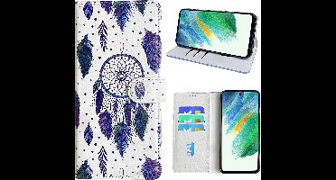 Hoesje geschikt voor Samsung Galaxy S21 FE Bookcase met dromenvanger print