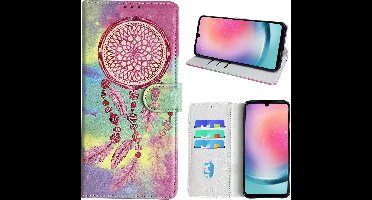 Hoesje geschikt voor Samsung Galaxy A24 Bookcase met dromenvanger print Roze