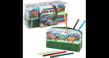 Kleur je eigen Dino Etui - DIY Knutselpakket - Magic Colouring - Speelgoed voor Jongens 4 jaar - Inclusief 6 Textielstiften - Joya Creative