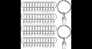 50 stuks gordijnringen met clips, roestvrije metaal gordijnring 32 mm interne diameter hanger ringhaak clip voor thuis raamstaaf decoratie foto's kunst ambachtelijke displays