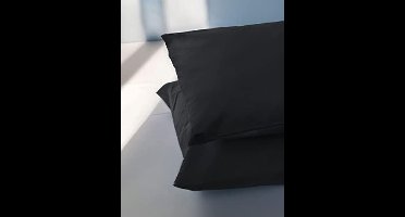 Kussenslopen van 100% puur katoen 50x80 CM, Set van 2 Bed Kussen Stoffen met Tassluiting - Zwart