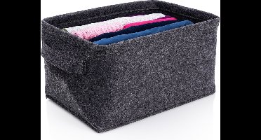 Opbergmand Vilt Opvouwbaar Zwart 36x27x20 cm - Opbergbox - Opbergdoos - Wasmand