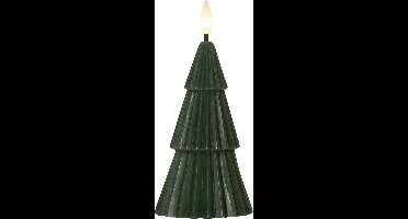 Star Trading Kaars Grany, kerstboom, groen, zuilkaars, LED, timer, warm wit, 15 cm