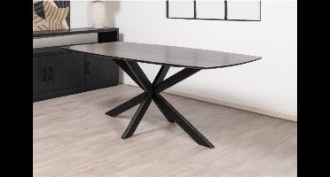 Eettafel Florence mangohout Deens ovaal 200x100 cm - Zwart | Glad