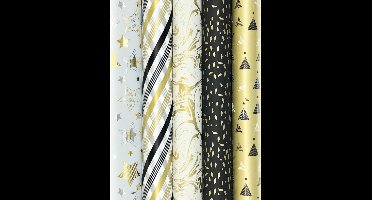 TOUCH OF GOLD 2 cadeaupapier - kerstpapier inpakpapier voor Kerst - 200 x 70 cm - 5 rollen