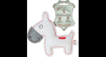 Tiny Doodles Doggy - Doodles Donkey - 17 cm - Hondenspeelgoed - Honden speeltje met piep - Lichtgrijs