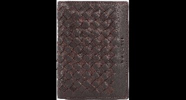 bugatti Leren Portemonnee Woven Upright Wallet Darkbrown Bruine
