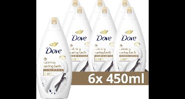 Dove Calming Caring Bath Badcrème - Sheaboter & Vanille - verrijkt met 1/4 hydraterende crème - 6 x 450 ml