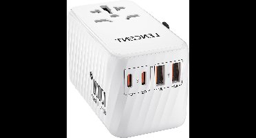 100W Reisadapter Wereldwijd GaN3 Snellader - Universele Reisstekker - 2 PD3.0 Type C - 2 QC USB A - 200+ Landen - Telefoons Laptops - EU UK DE CN VS AUS