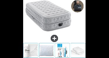 Intex Luchtbed - 1-Persoons - 99 x 191 x 51 cm - Grijs - Inclusief pomp - Hoeslaken - Kussen - Kussenbeschermer en Reparatieset
