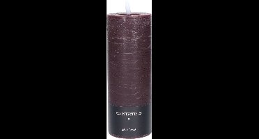 Countryfield Lyon LED kaars/stompkaars - donkerbruin - D7,5 x H20 cm - timer