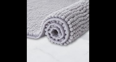 Badmat Anti-Slip av soft Chenille | Super absorberend en machinewasbaar | Te combineren als badmat set | Voor de badkamer, douche, bad of als WC mat | Grijs - 40x60 cm