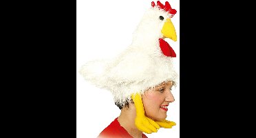 Verkleed hoedje Kip - Kippetjes op je kop - wit - volwassenen - Carnaval - vrijgezellen feesthoed