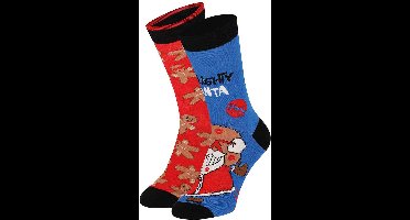 Apollo Foute Kerstsokken Heren 2-Pack Naughty Santa Print - Maat 41-46