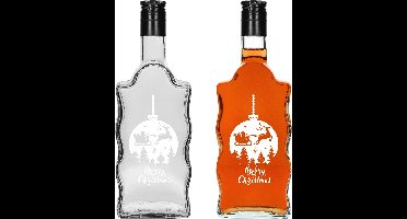 Glazenflesje met Kerstbal print 500 ml - Decoratieve fles - kerstprint