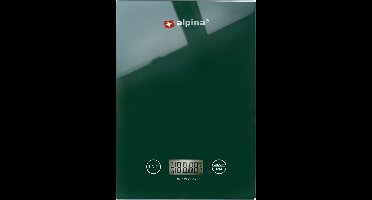 alpina Keukenweegschaal Digitaal - Weegschaal Keuken in gr, lb, oz en ml - Precisie Weegschaal met Tarra Functie - Keuken Accessoires - 22 x 15,5 cm - Groen